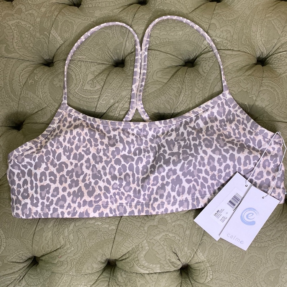 Johnny Was Calme Endurance Cross Back Sports Bra Size XXL Cheetah NWT Retail $62
